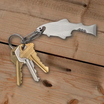 

Outdoor fish-shaped fish skill multi-function EDC tool, bottle opener secant screwdriver key ring hang buckle