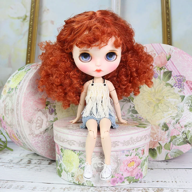 Робін - Преміум Custom Neo Blythe Лялька з рудим волоссям, білою шкірою та матовим надутим обличчям 10