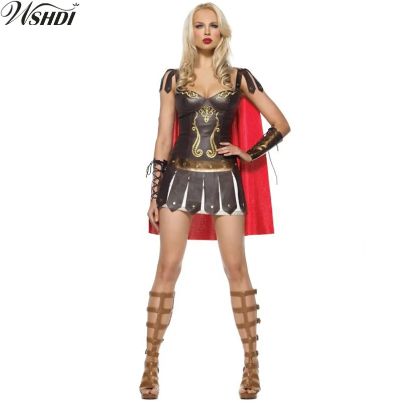 

2018 New Ladies Roman Greek Xena Gladiator Warrior Princess Roman Spartan Costume Sexy Women Party Cosplay Halloween Fancy Dress