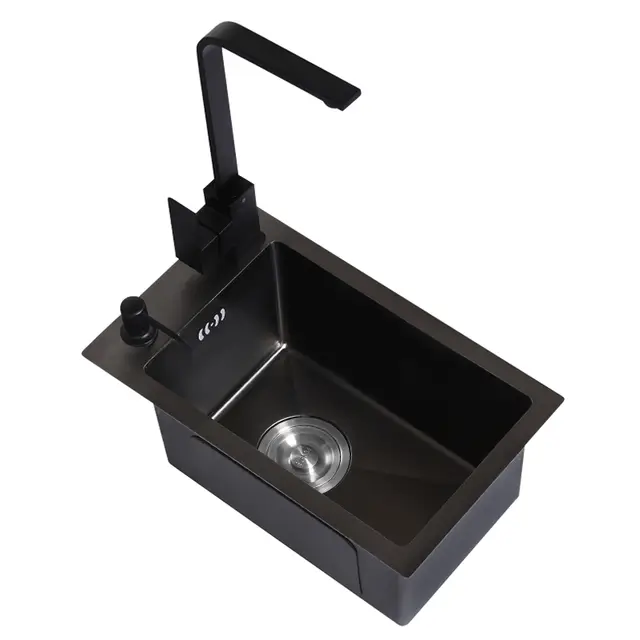 Black 304 Stainless Steel Hand Small Single Slot Kitchen Sink Hand Small Single Slot Kitchen Sink