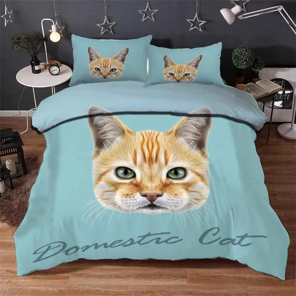 Hd Cat Bedding Quilt Cover Duvet Cover Set Pillowcase Microfiber