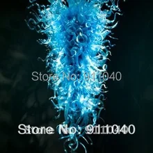 Высококачественная большая синяя ручная выдувная стеклянная люстра