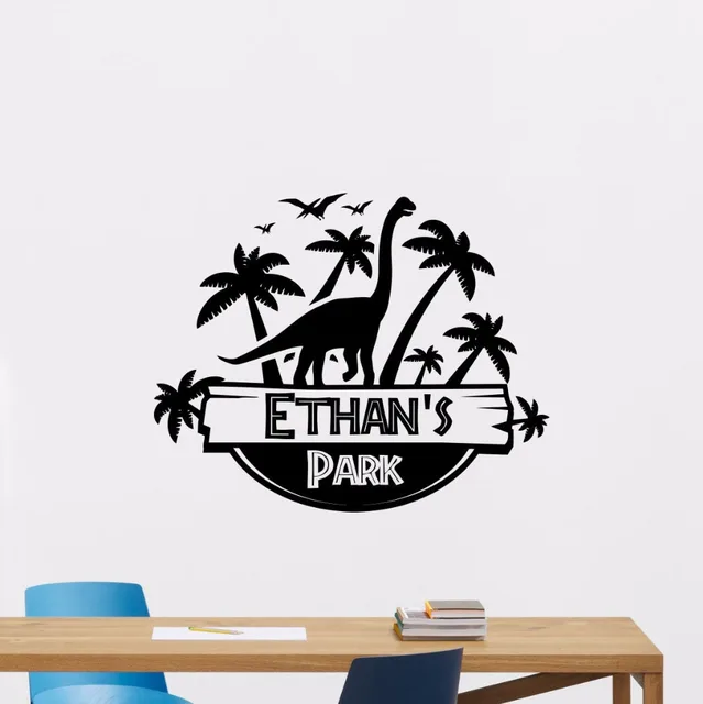 custom made art personalized name wall decal cool dinosaur wall