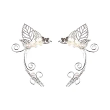 Эльф ухо манжеты, 1 пара жемчужные бусы филигранная Фея эльфийский Косплей Фэнтези Костюм серьги ручной работы