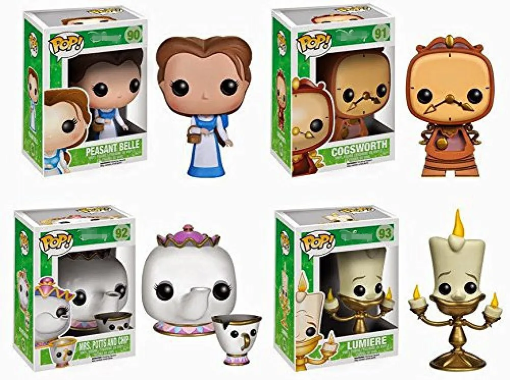 

Original Funko pop BEAUTY AND THE BEAST - Clock Cogsworth, Peasant Belle Vinyl Figure Collectible Model Toy