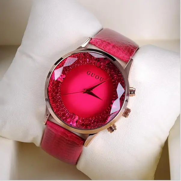 7 цветов,, Роскошные, часы с большим циферблатом, Для женщин Наручные часы из натуральной кожи женская обувь часы Для женщин Стразы часы модные часы