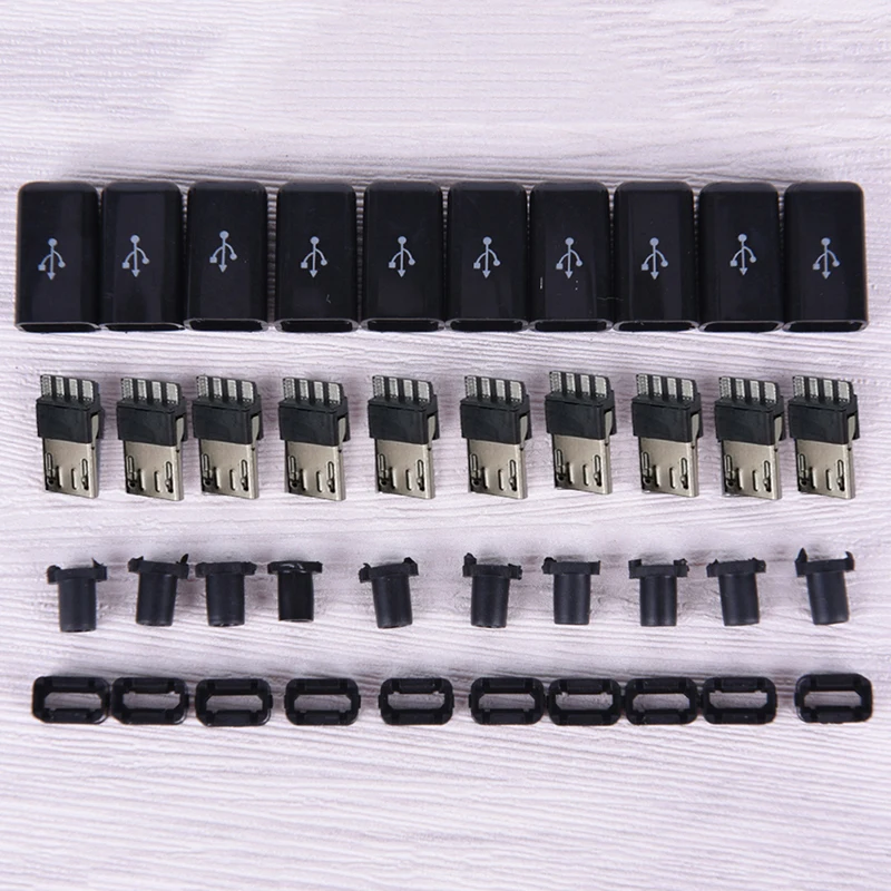 DIY аксессуары для ремонта микро интерфейсы USB штекер высококачественные разъемы комплект покрывает белый/черный 10 шт. Лидер продаж