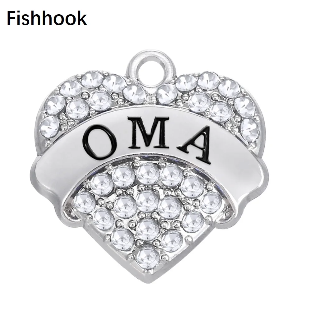 

Fishhook Zinc Alloy 10pcs/lot 3 Color Crystals OMA Heart Charms