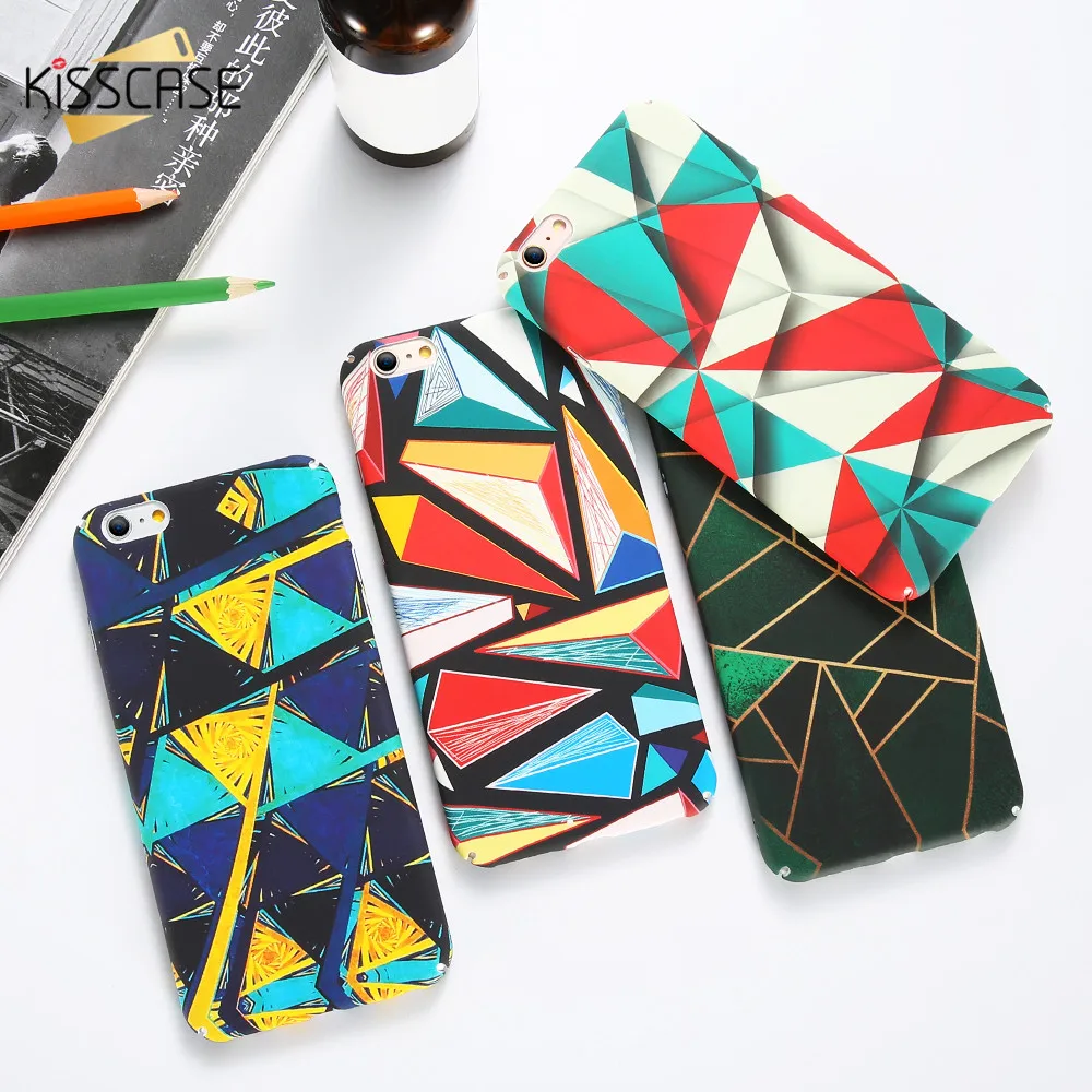 KISSCASE геометрический чехол для телефона iPhone X XR XS Max 7 8 Plus жесткий Модный Цветной 6 6S