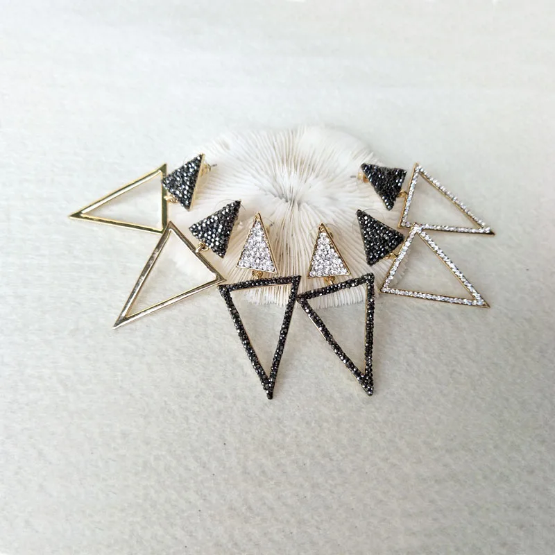 5 Pairs Fashion triangle charm earrings handmade pave rhinestone dangle
