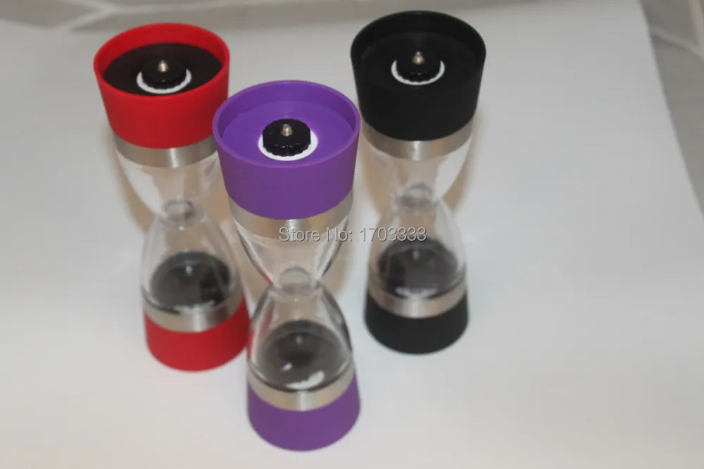 

2 in 1 Ceramic Dual Salt and Pepper Mill Well-Designed Salt Grinder and Pepper Mill black red purple