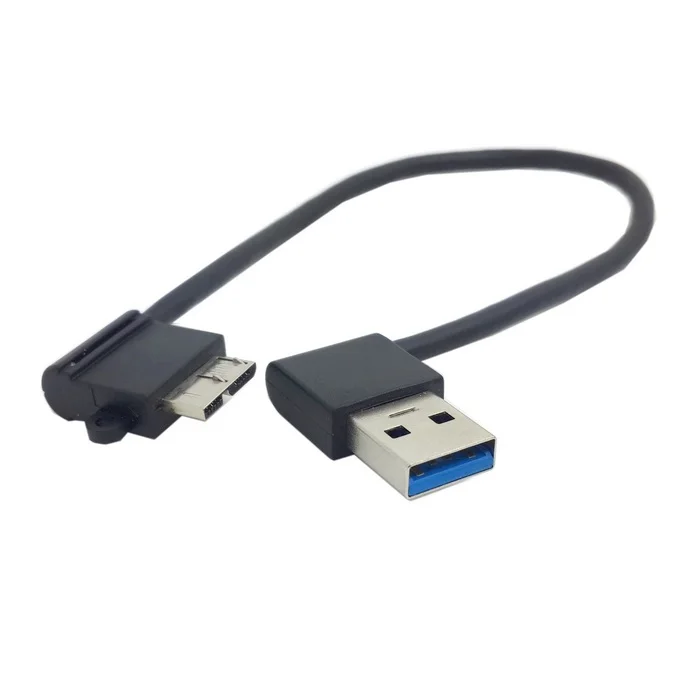 

90 Degree Left angled USB3.0 A Male to Left angled Micro B data cable for For SAMSUNG Galaxy S5 i9600 hardisk black color 20cm