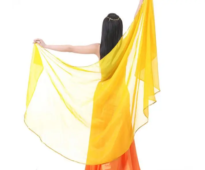 250*120cm Stage Performance Belly Dance Scarf Shawl Light Texture Half Circle Veils Professional Women Belly Dance Veil Chiffon