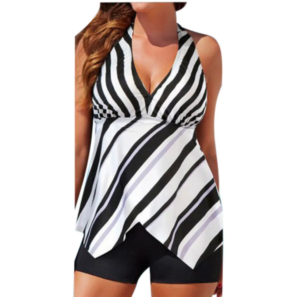 

swimwear women high waist plus size Women Tankini Sets with Boy Shorts Ladies Swimming Costumes Two Piece Swimsuits #TXD