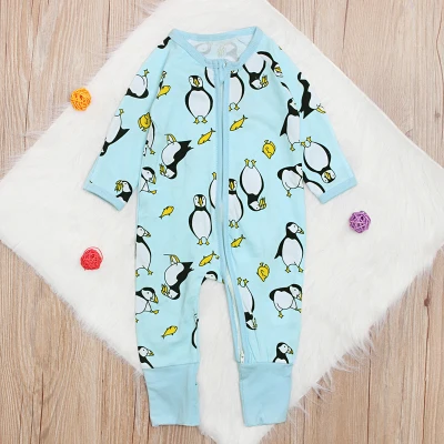 Осенне-Весенняя хлопковая одежда с рисунком пингвина для мальчиков Одежда для новорожденных девочек Комбинезон для малышей - Цвет: CC01460