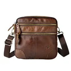 Натуральная кожа Мужская мода Повседневная маленькая сумка-мессенджер из воловьей кожи Дизайн 8 "сумка через плечо на одно плечо