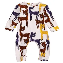1PC gOD QUALITY AUTUMN Adorable Sika Deer Baby Girls Clothes aNIMAL pRINT Long Sleeve Jumpsuit Romper Outfits Casual pLAYSUIT