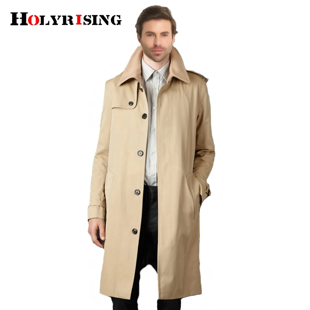 Tanie Holyrising trencz mężczyźni Casual Masculino płaszcz Slim długi płaszcz zapinany na jeden guzik Windbreak wygodny rozmiar S 9XL 18360 5