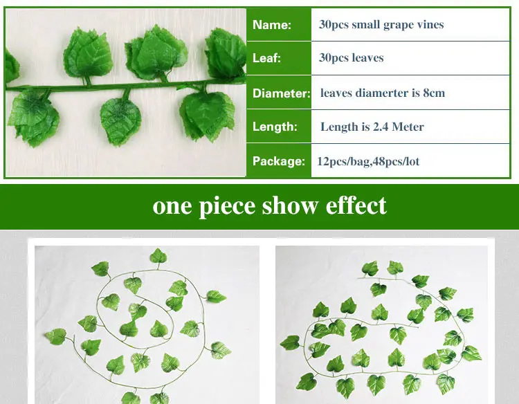 Luyue, 48 шт./лот, искусственные листья виноградного плюща, на стену, зеленые растения, листва лозы, для дома и сада, гирлянда, декоративные цветы, 240 см