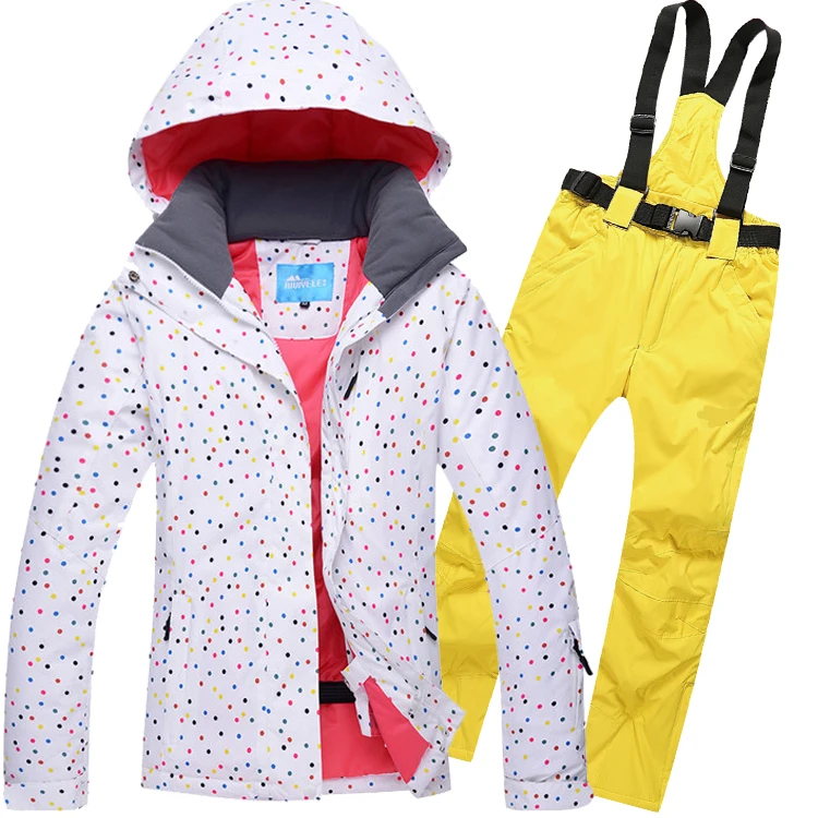 Skiing Snowboarding Women Ski Clothes New Brand Thick Warm Female Ski Suit Warm Wind And Waterproof Skiing Jackets+Pants set