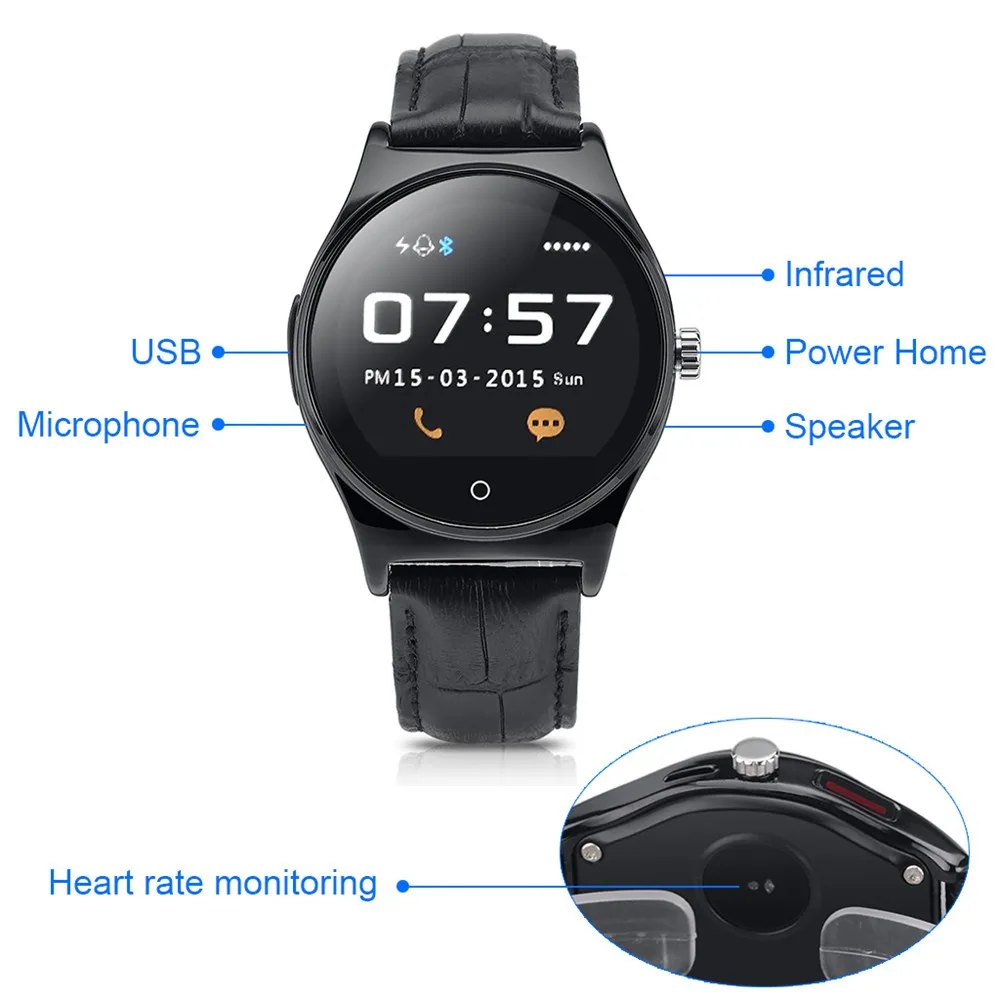 Hot RWATCH R11 Smart Watch Infrared Remote Controller Heart Rate Calls SMS Sedentary Reminder BT Music Pedometer for Android IOS11