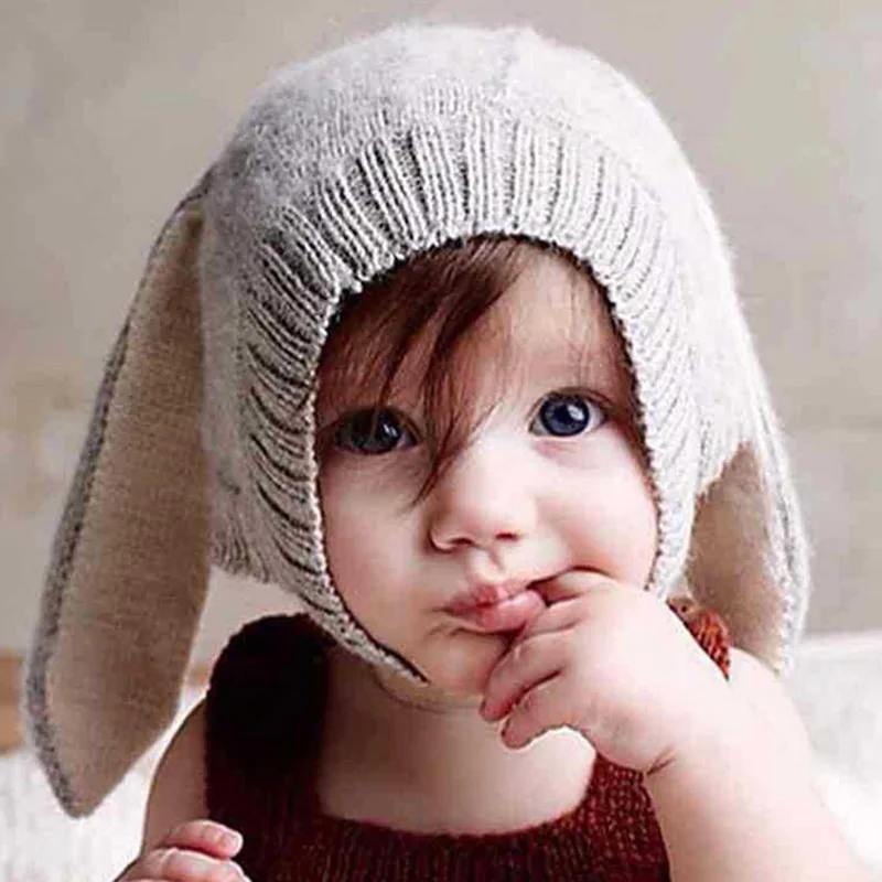 

New Fashion Cute Winter Ear Cap Warm Wool Knitted Beanis Hat For Baby Girls Boys Apparel Accessories Gorro Masculino 7Z