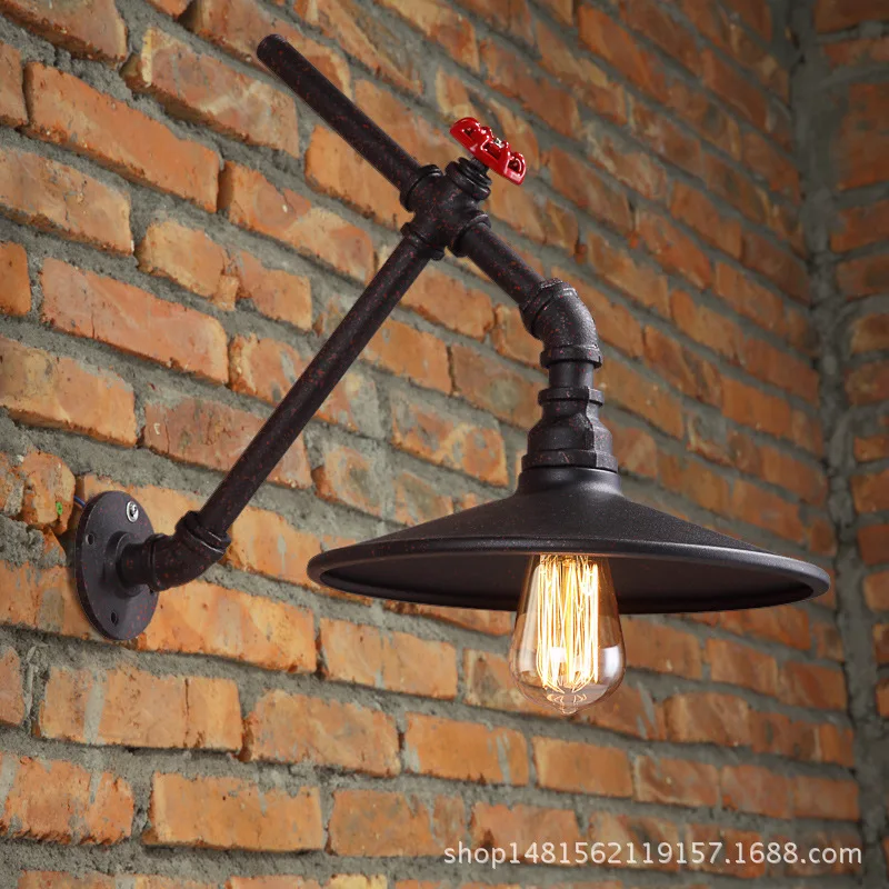 

vintage loft iron pipes wall lamps dining room living room bedroom study coffee shop decorative pan wall lamp