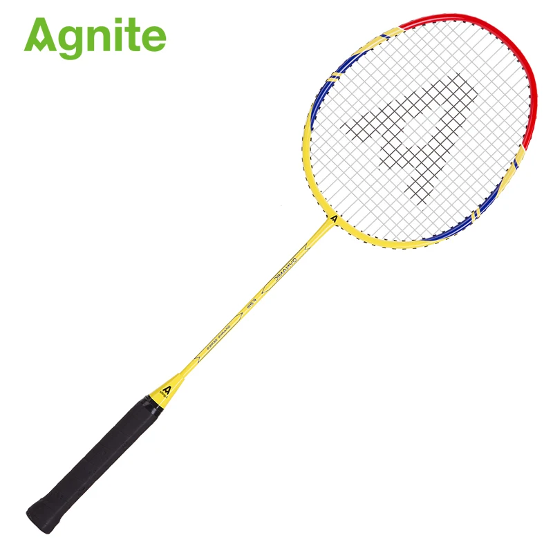 Agnite الكلاسيكية ضوء سبائك الألومنيوم واحد الريشة مضرب مضرب تنس الريشة الرجال والنساء مختلط الزوجي ريشة النار هدية 3 كرات