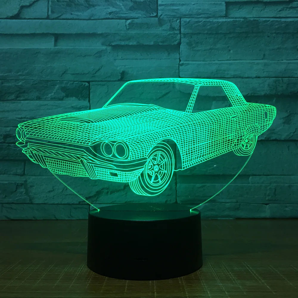 Led table lamp 7 color 3d classic car night light creative bedside decorative lamp 1462in LED