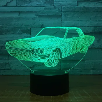 

Led table lamp 7 color 3d classic car night light creative bedside decorative lamp 1462