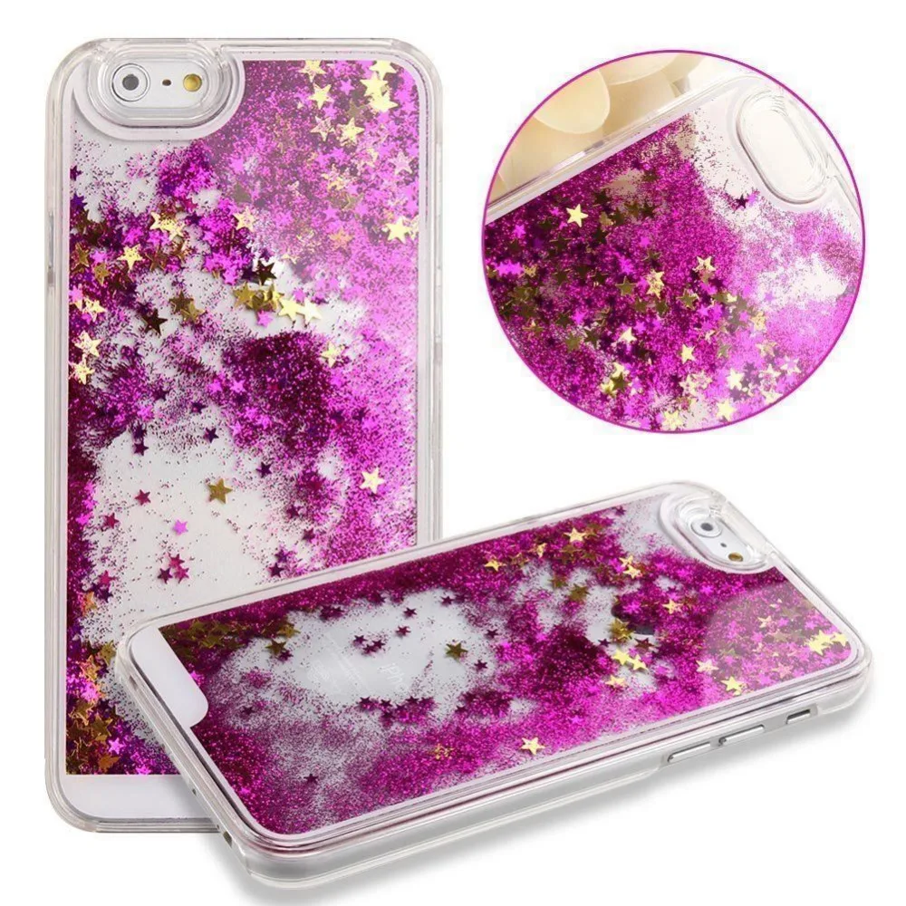 

Glitter Stars Dynamic Liquid Quicksand Hard Case Cover Transparent Clear Phone Case For iphone 7 7 Plus 8 8 Plus