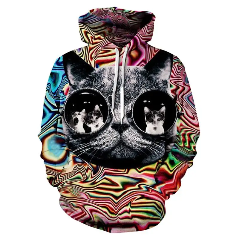 New Cat With Glasses 3D Printed Hoodies Men Women Sweatshirts Hooded
