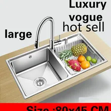 Квартира vogue кухня двойной паз раковина сделать блюда из нержавеющей стали 304 большой Лидер продаж 80x45 см