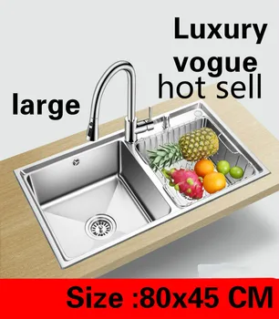 Price Free Shipping Apartment Vogue Kitchen Double Groove Sink Do The Dishes 304 Stainless Steel Big Hot Sell 80x45 CM