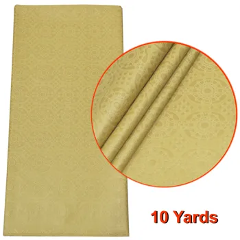 

Gold Jacquard 10Yards African Lace Fabric 2019 High Quality Guinea Brocade 100%Cotton Fabric Bazin Riche Getzner For Man/Women