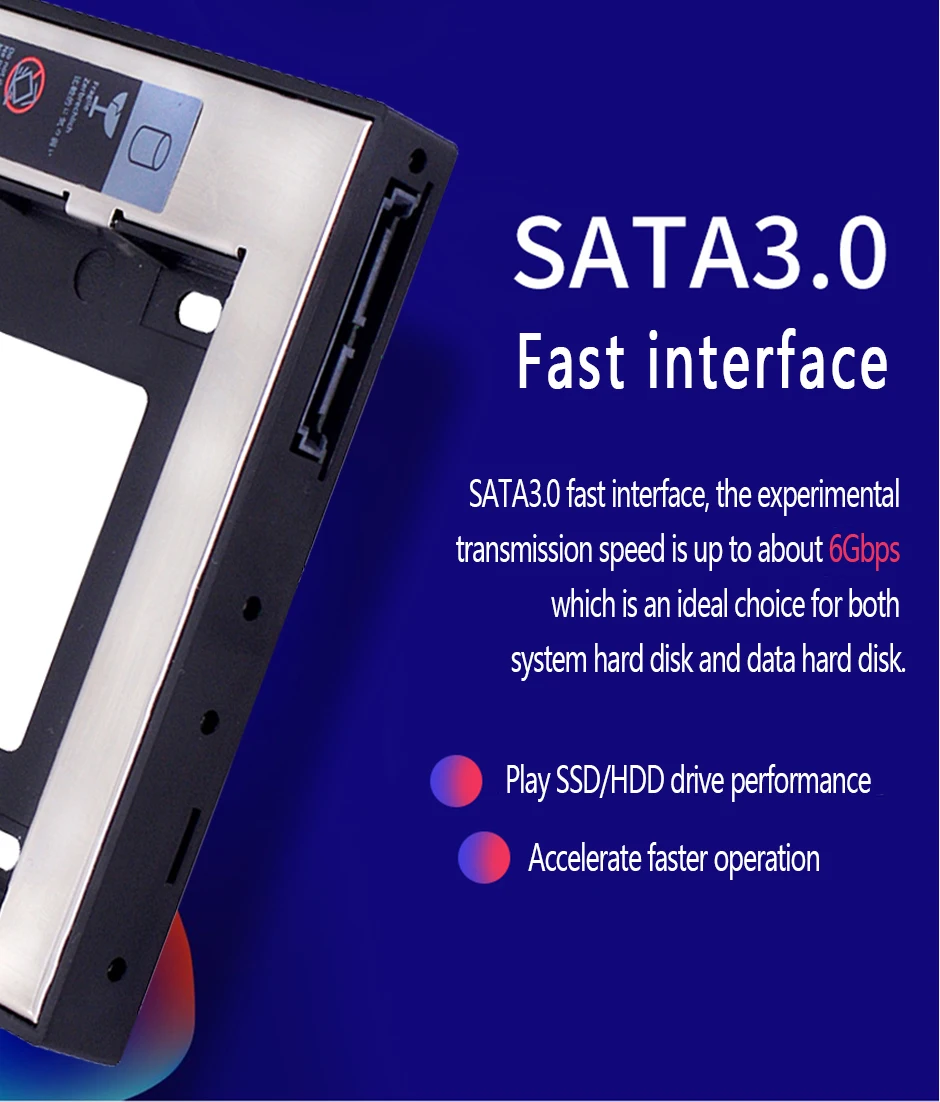 Универсальный SATA 3,0 2nd HDD SSD Caddy 9,5 мм для 2," 2 ТБ SSD чехол Корпус жесткого диска ноутбук DVD-ROM Оптический отсек