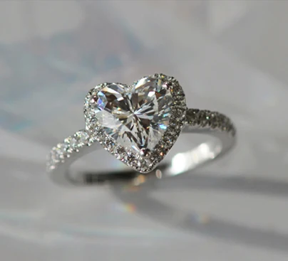 lovely 2ct heart shape sona synthetic diamonds rings for women sterling 925 silver luxury color ring engagement rings for lady - Heart Wedding Ring lovely 2ct heart shape sona synthetic diamonds rings for women sterling 925 silver luxury color ring engagement rings for lady - Heart Wedding Ring