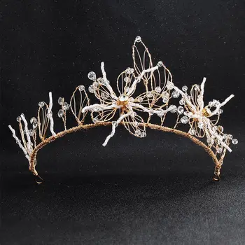 

Wedding Delicate Crystal Flower Crown For Bridal Handmade Rhinestone Floral Hairbands Headband Elegant Luxury Tiara Accessories