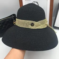 Хепберн ветер пляжная шляпа Поля солнце шляпа солнца м стандарт складная шляпа в Рыбацкая шляпа