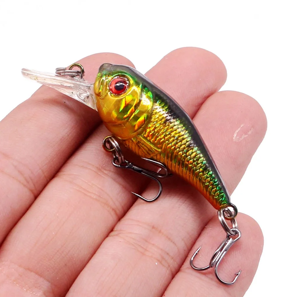 1PCS Laser Crank Fishing Lure 5CM 5.7G Hard Bait Artificial Wobblers Fake Bait Carp Bass Crankbait Fly Fishing Accessories