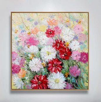 

Handmade thick knife high quality Modern Abstract Fine Artwork Canvas Spring flowers Bedroom artwork Wall Oil Painting