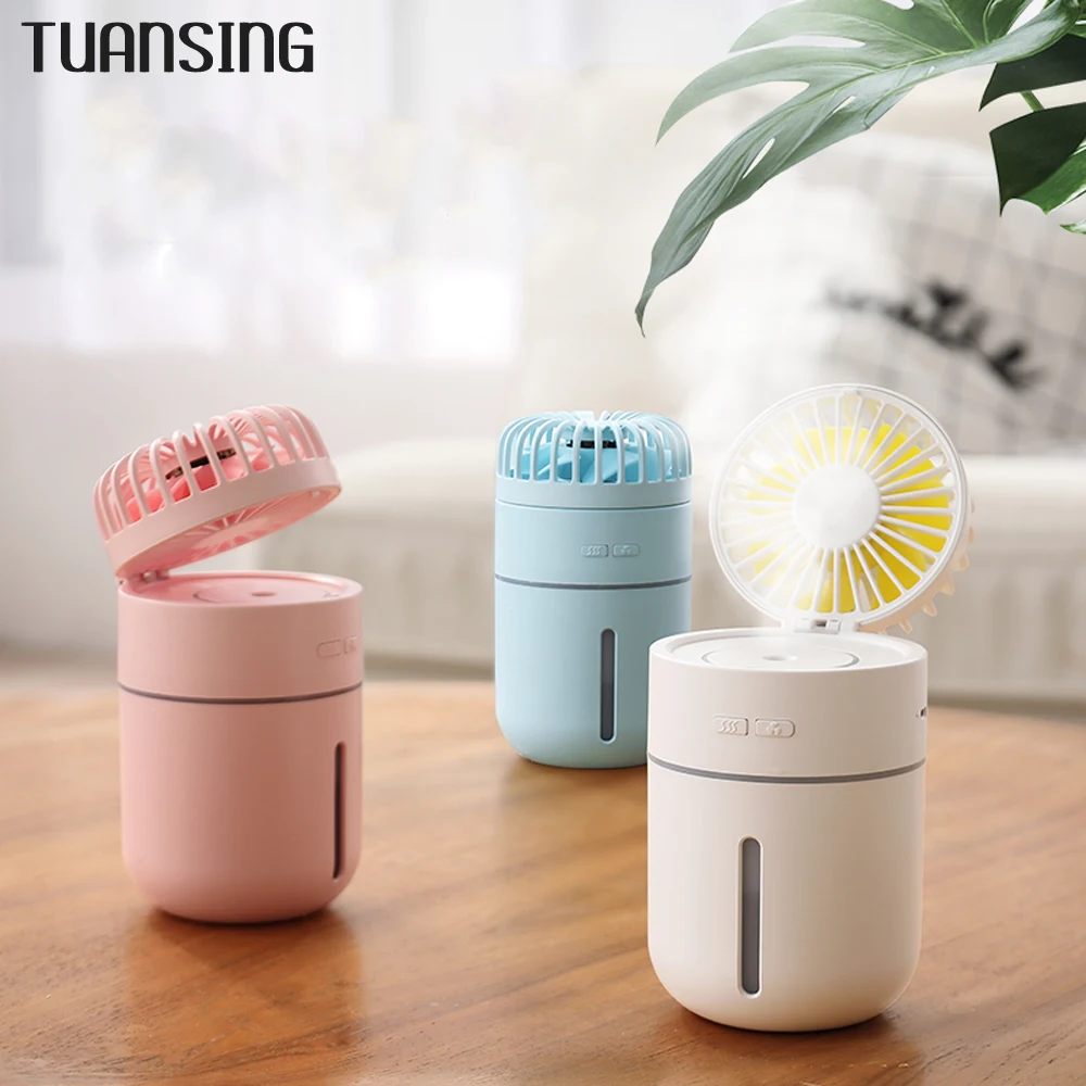 

TUANSING 400ml USB Air Humidifier with 2000mAh Battery Fan Aroma Essential Oil Diffuser with 7Color Light
