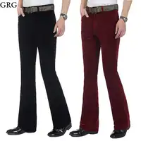 Free Shipping Men's Autumn Corduroy Boot Cut Pants Male Mid Waist Business casual Candy Color flares Corduroy Trousers 27-36
