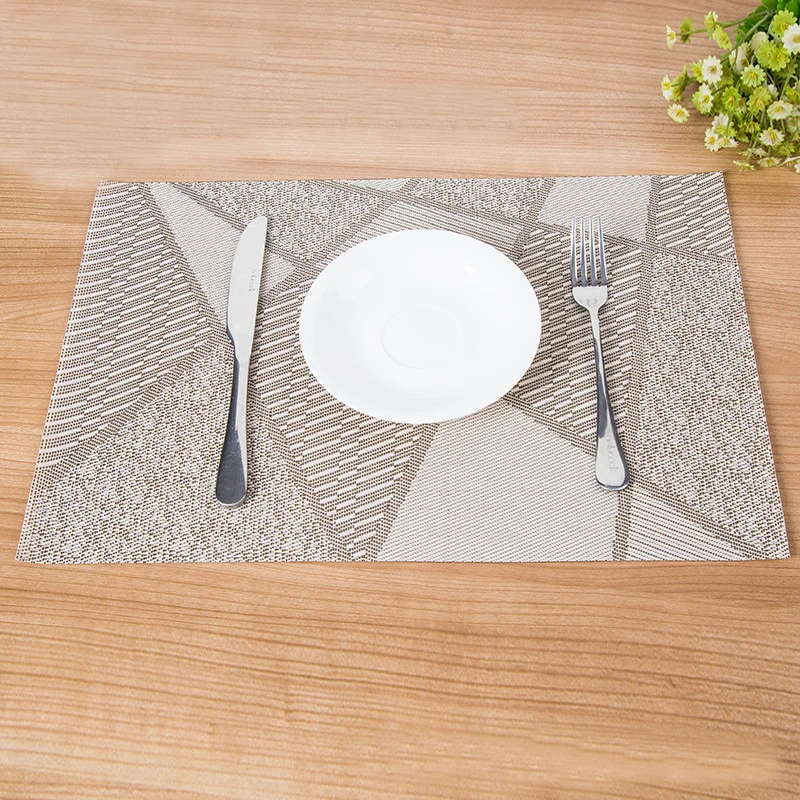 

Kitchen Placemat Geometry Pattern Pvc Dining Table Mat Waterproof Table Cloth Pad Slip-Resistant Pad Tableware