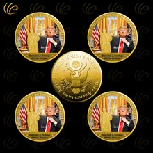 American The 45th President Donald Trump Gold Coin with The White Hourse Gold Plated Coin for Home Decor and Colleciton