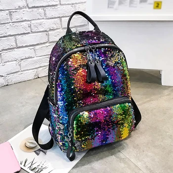 

Women Sequin Hit Color Satchel Travel Fashion Casual Bag Backpack