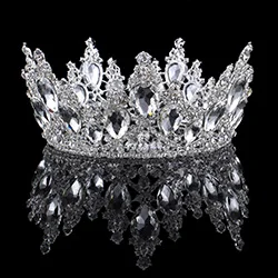 Новая мода в стиле барокко Роскошная обувь с украшением в виде кристаллов свадебная корона диадемы светильник Золото диадема, тиара для Для женщин свадебные аксессуары для волос - Окраска металла: silver clear