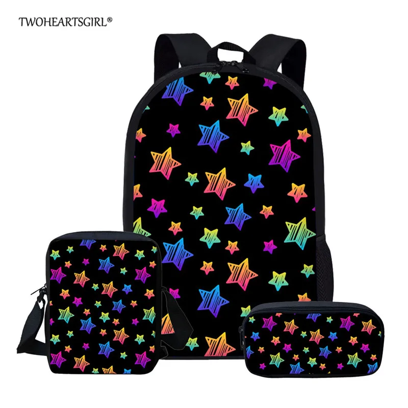 cheap Twoheartsgirl Children School Bags set for Girls and Boys Orthopedic Backpack Colorful Star Printed School Bag Kids Satchel