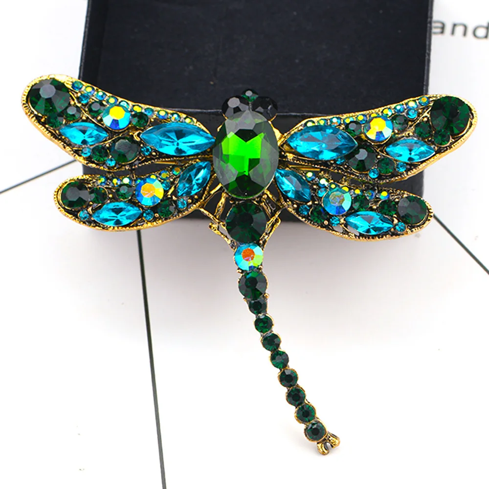 

baiduqiandu Brand New Arrival Assorted Colors Large Crystal Dragonfly Insect Brooch Pins Fashion Dress Coat Accessories Jewelry