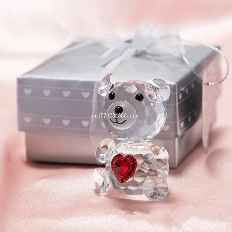 50 шт. стеклянный медведь душа ребенка свадебной мальчик девочка крещение вечерние подарки подарок для новорожденного, для младенца коробка